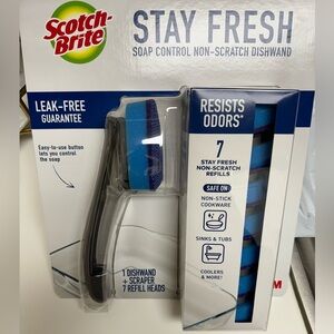 New Scotch Brite Advanced Soap Control Dishwand Scraper, 8 Non-Scratch Refills